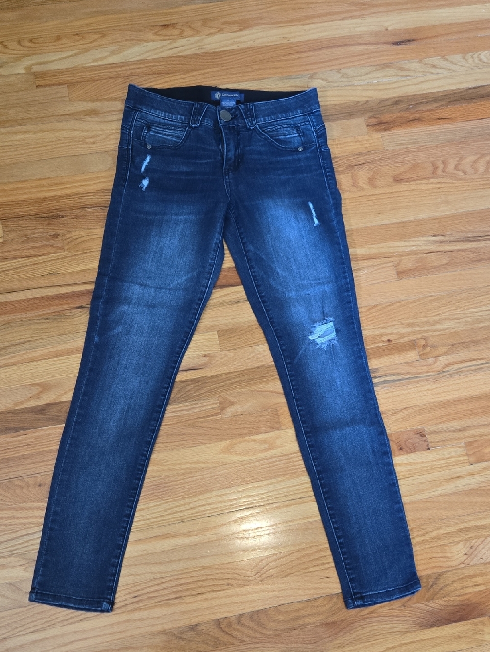 Democracy Dark Blue Skinny Jeans with Distressed Knees